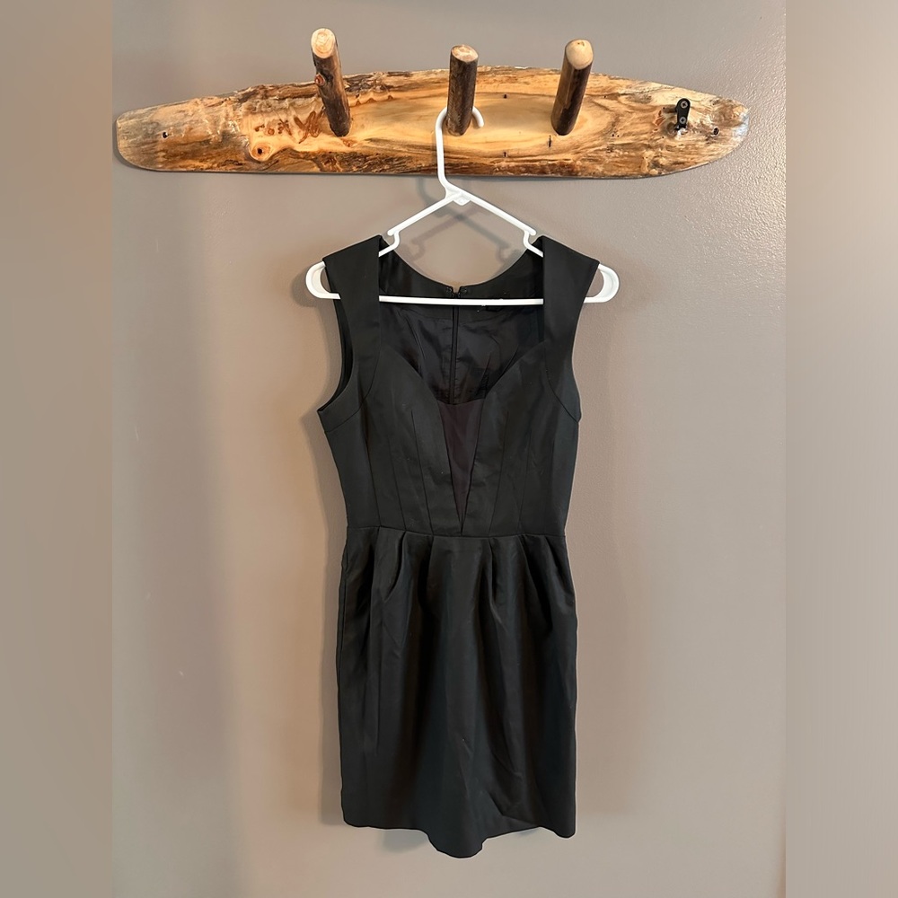 Little Black Dress - Bebe size 4, detailed bust and back zip mini dress
